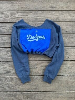 Los Angeles Dodgers Crop Dark Gray Sweatshirt Vintage MLB Medium